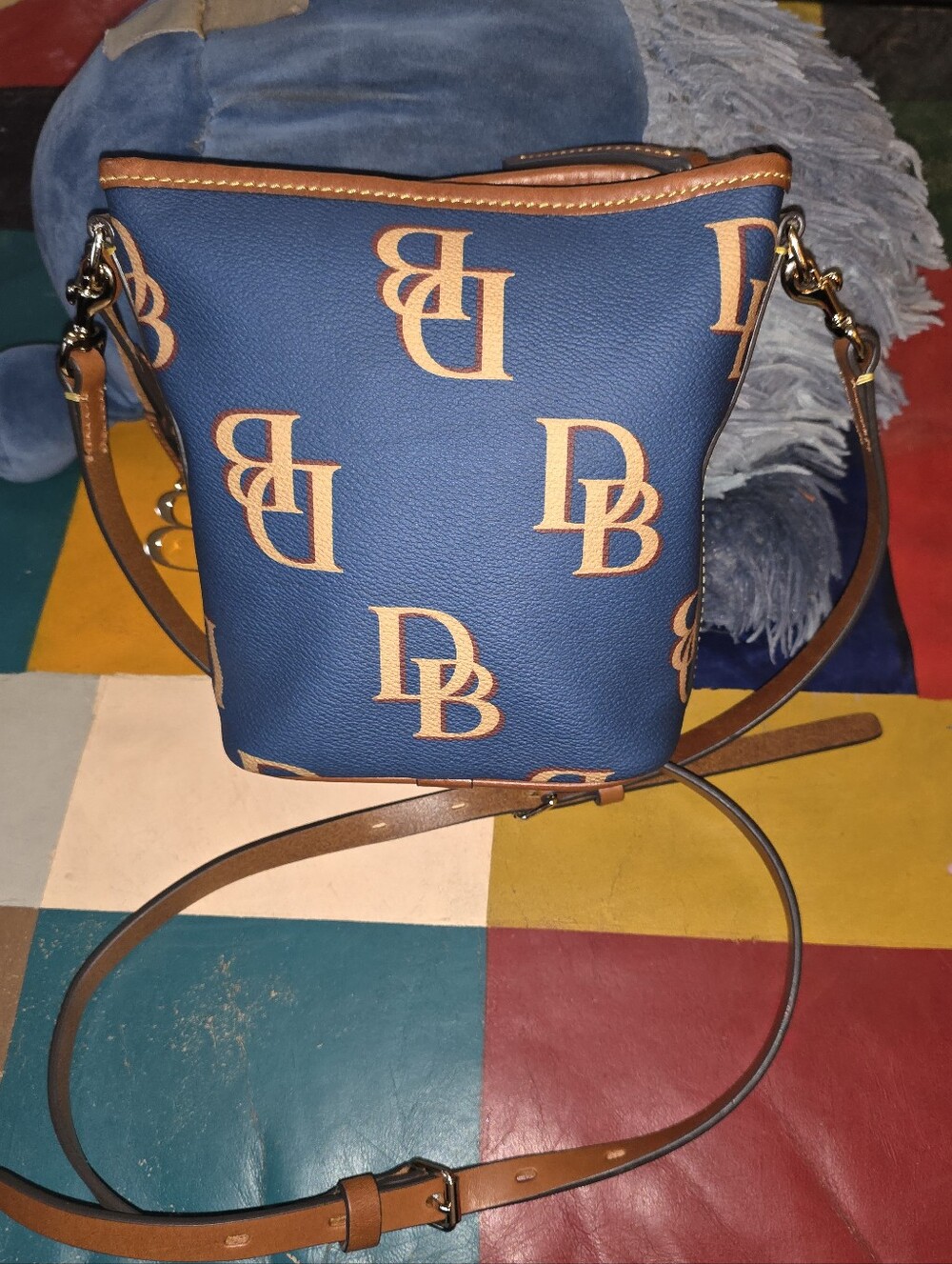 Dooney & Bourke Blue Logo Print Crossbody Bag